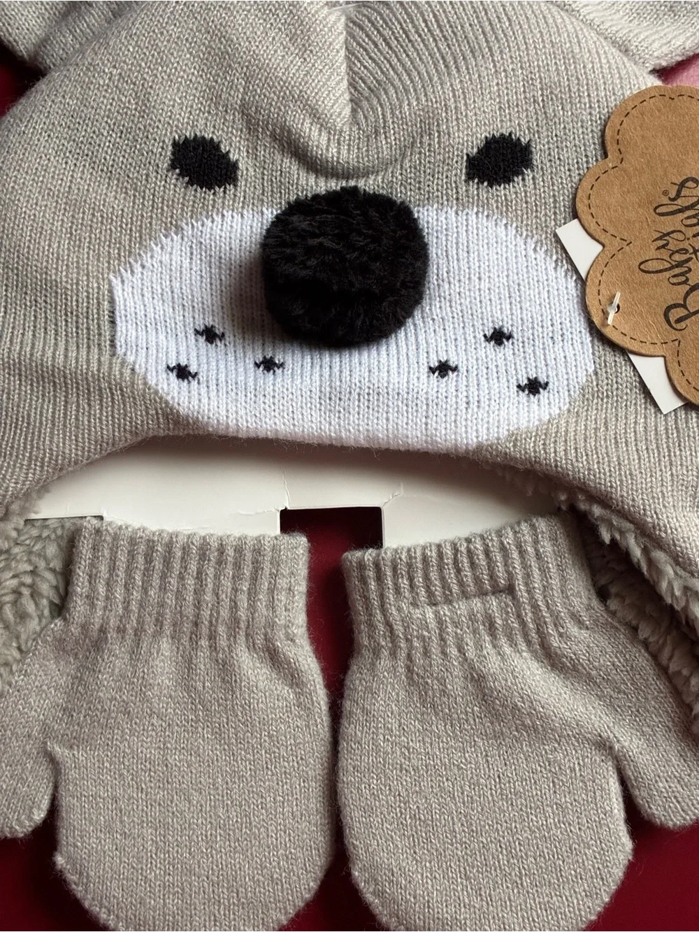 Kids Cozy Dog Beanie and Mittens Set - Gray